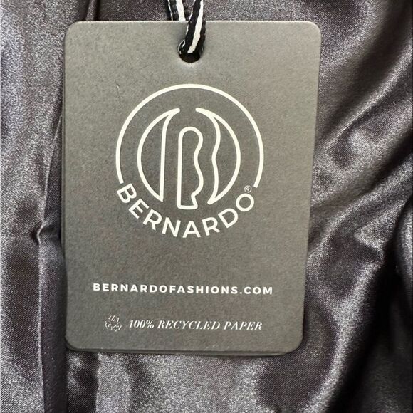 Bernardo Faux Fur Black Cropped Velvet Jacket Shawl Spread Collar Grooved - Picture 6 of 12